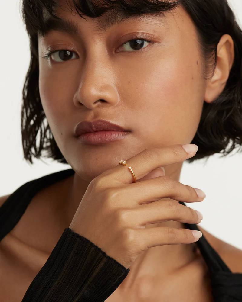 Anello Donna PDPaola Argento 925 Dorato Aperto Zirconi Bianchi AN01-672-12